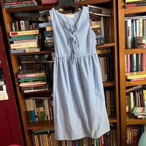 Monteau Blue Striped Midi Dress